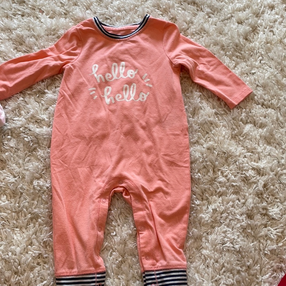 Cat and Jack Adorable Gender Neutral Coral Hello Hello romper!